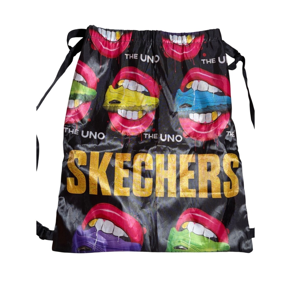 Skechers The Uno Drawstring Cinch Backpack Bag Graphic Lips Sneakers Streetwear